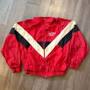 Vintage 90s Detroit Red Wings Red & Cream Windbreaker Jacket